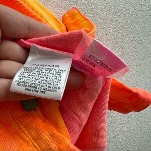 NWT Carmar Oversized Denim Pink Orange Jacket - Picture 9 of 9